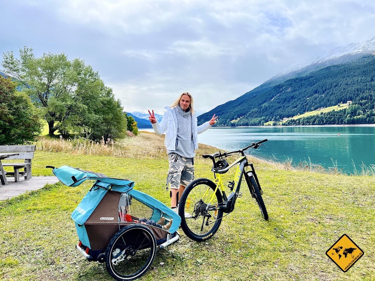 Ausflugsziel Nauders Reschensee E-Bike Fahrradanhänger