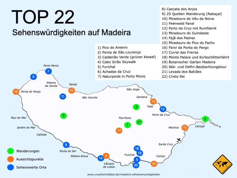 Madeira Sehenswürdigkeiten mit Karte: Top 22