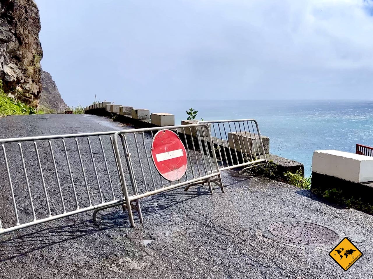 Cascata dos Anjos Wasserfall Madeira Straße gesperrt