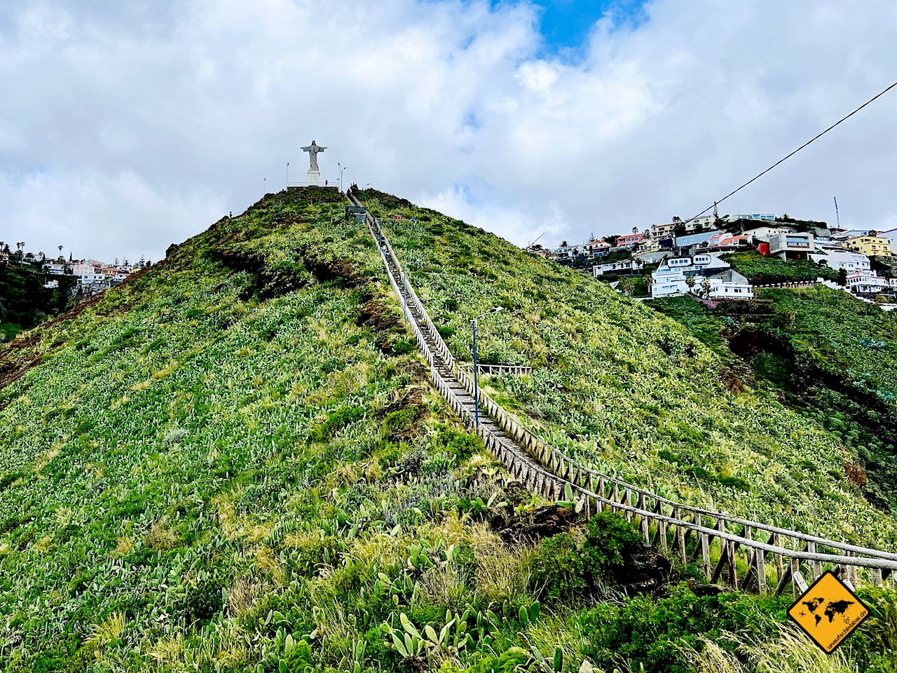 Christusstatue Madeira Portugal Treppe