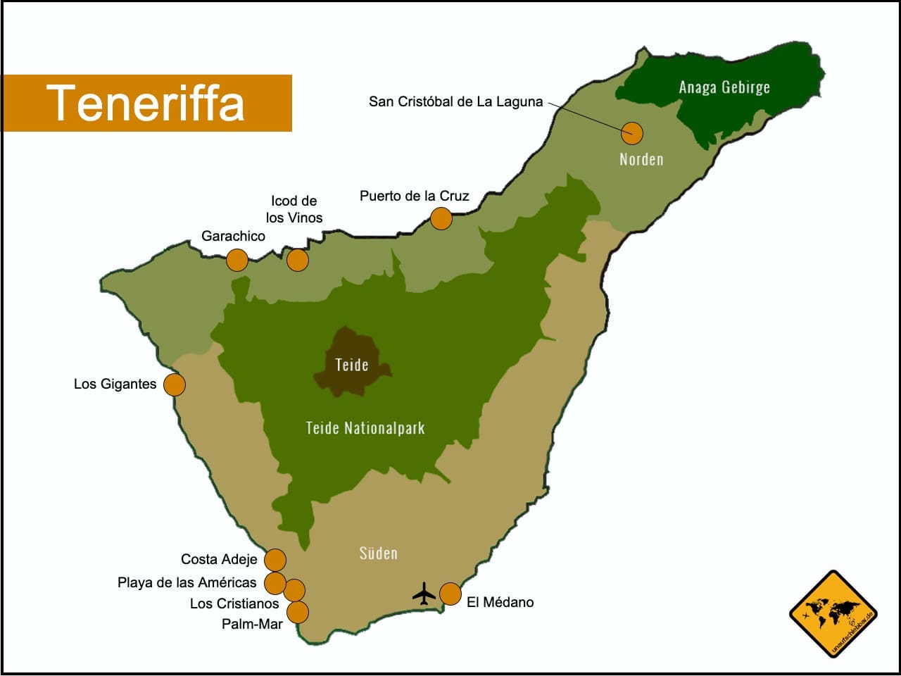 Teneriffa Urlaubsorte Karte unaufschiebbar