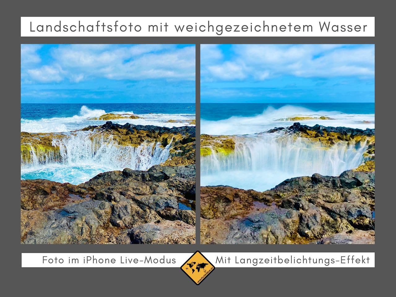 Landschaftsbild Meer fließendes Wasser weichgezeichnet