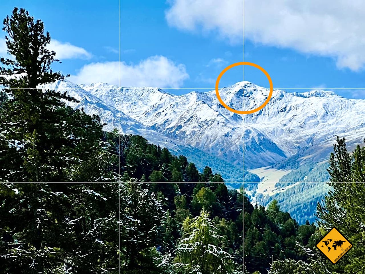 Landschaftsfotografie Berg Goldener Schnitt