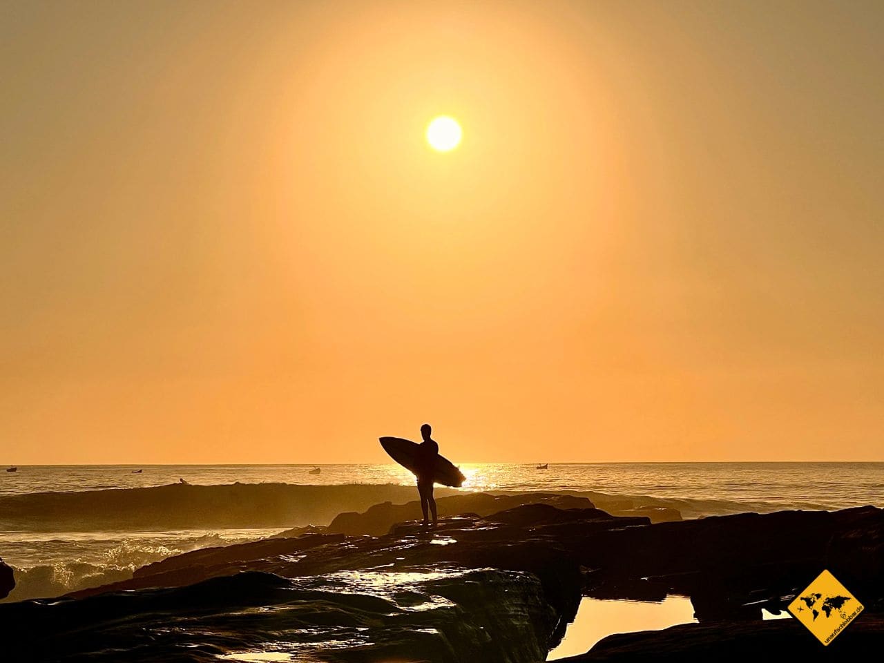 Taghazout Marokko Surfer Sonnenuntergang