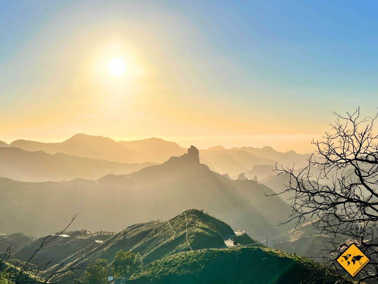 Februar Sonnenuntergang Mirador de Cruz de Tejeda