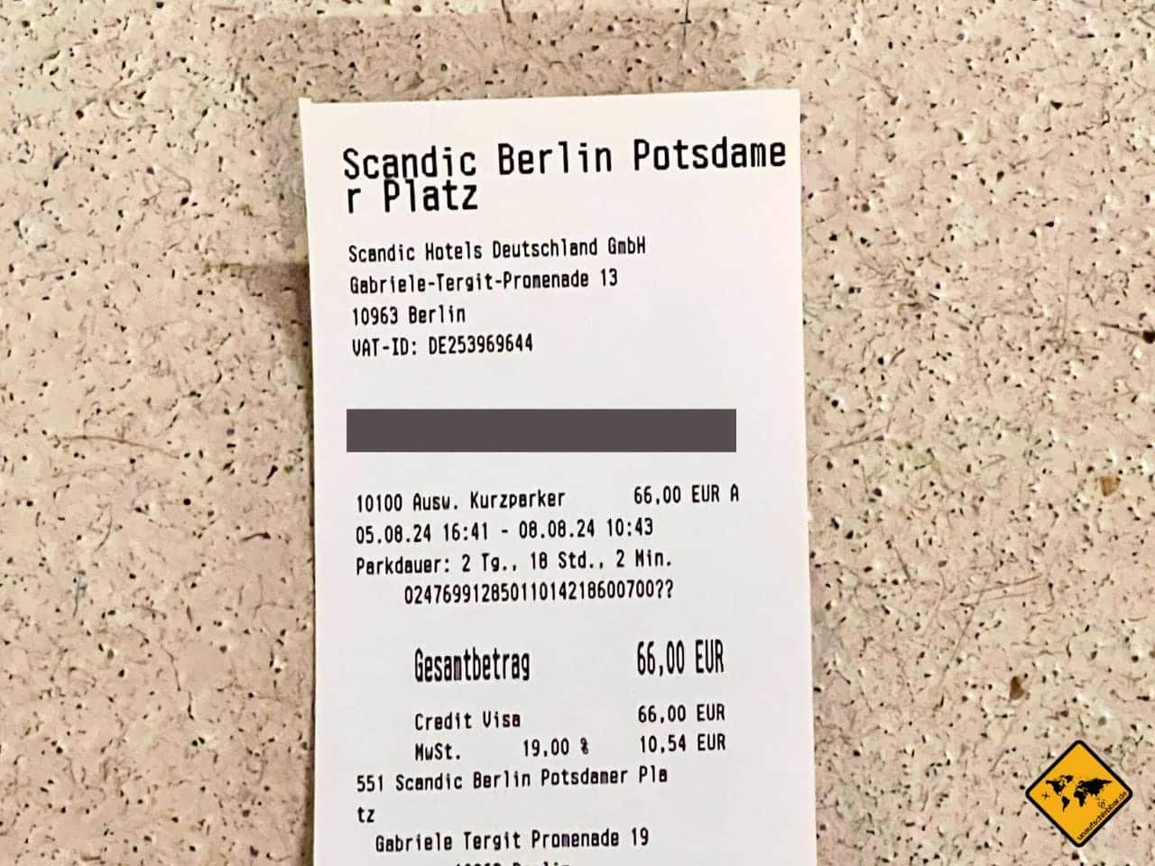 Parken Garage Kosten Scandic Berlin Potsdamer Platz