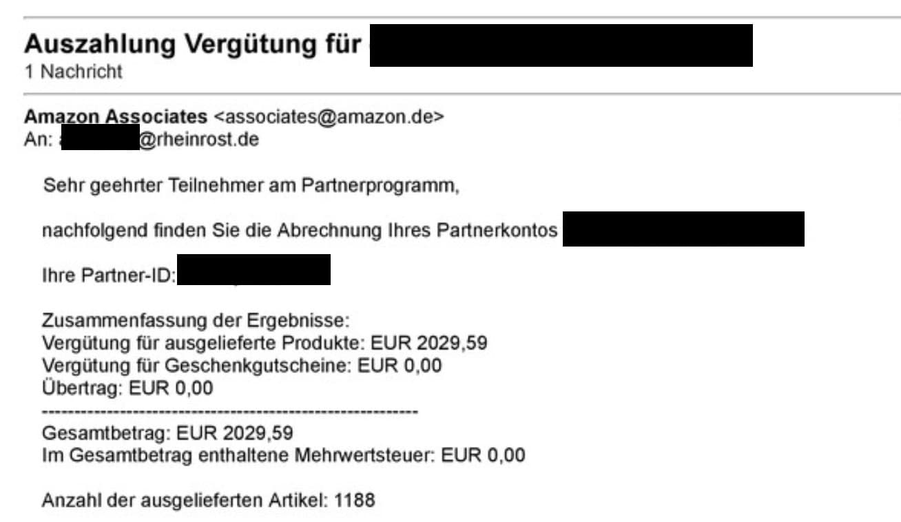 Amazon Partnernet Einnahmen