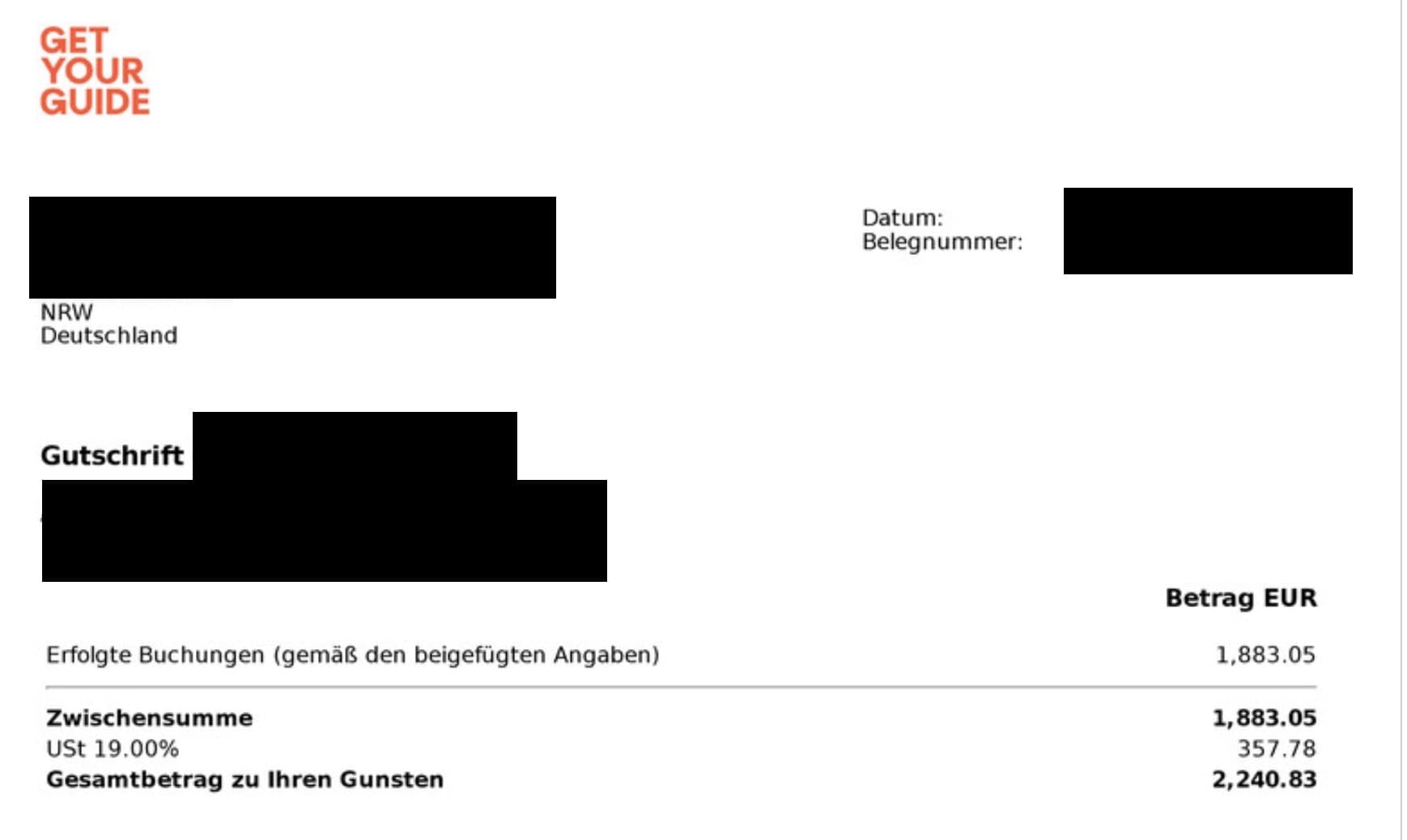 GetYourGuide Einnahmen