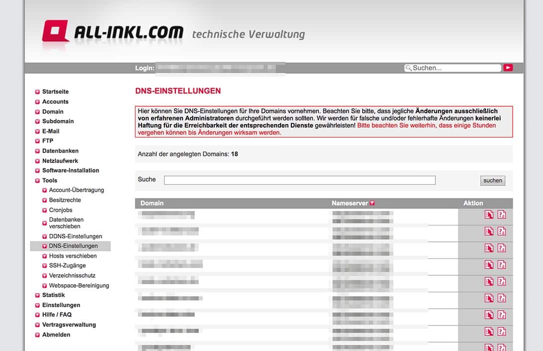 All-Inkl DNS Einstellungen