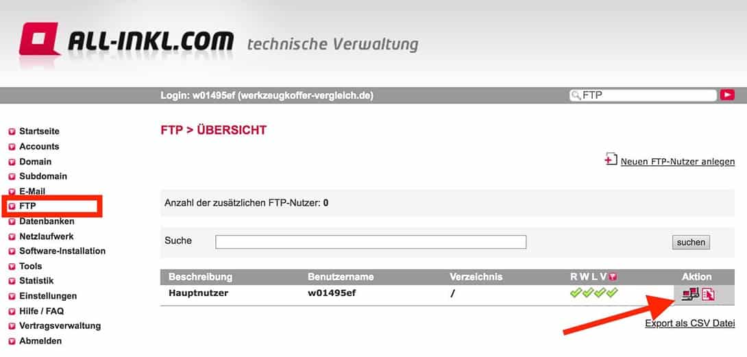 All-Inkl ftps FTP Zugang