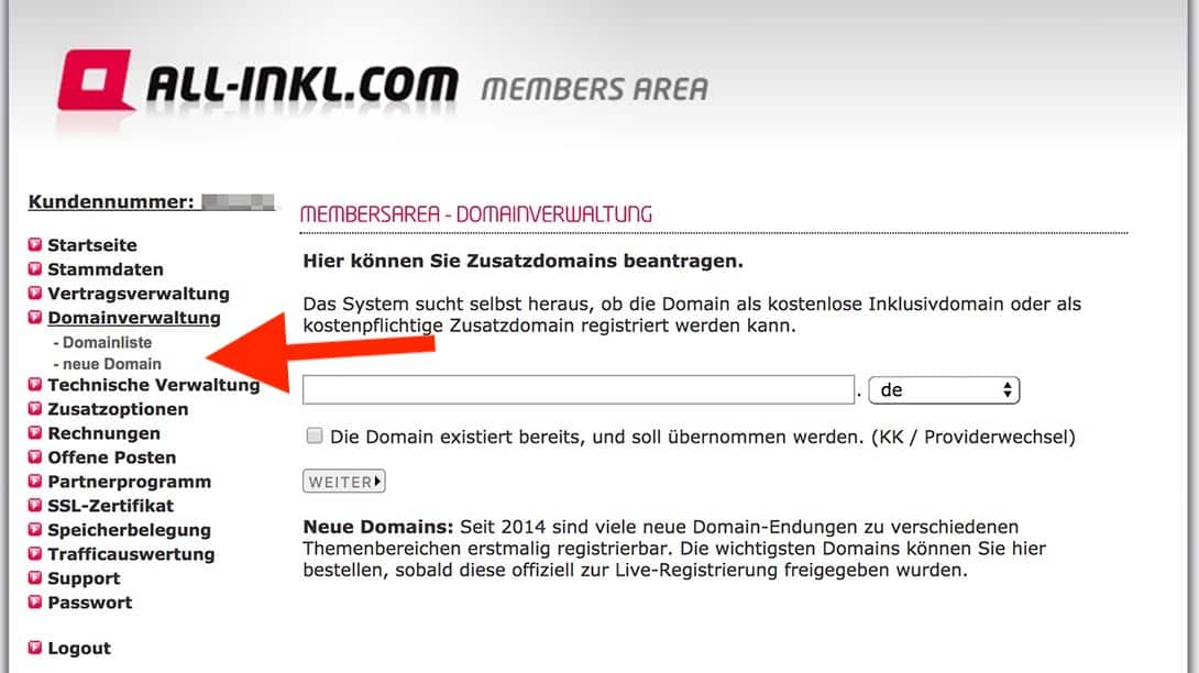 All-Inkl neue Domain