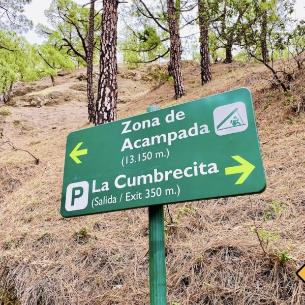 Campingplatz Wanderweg Schild La Palma