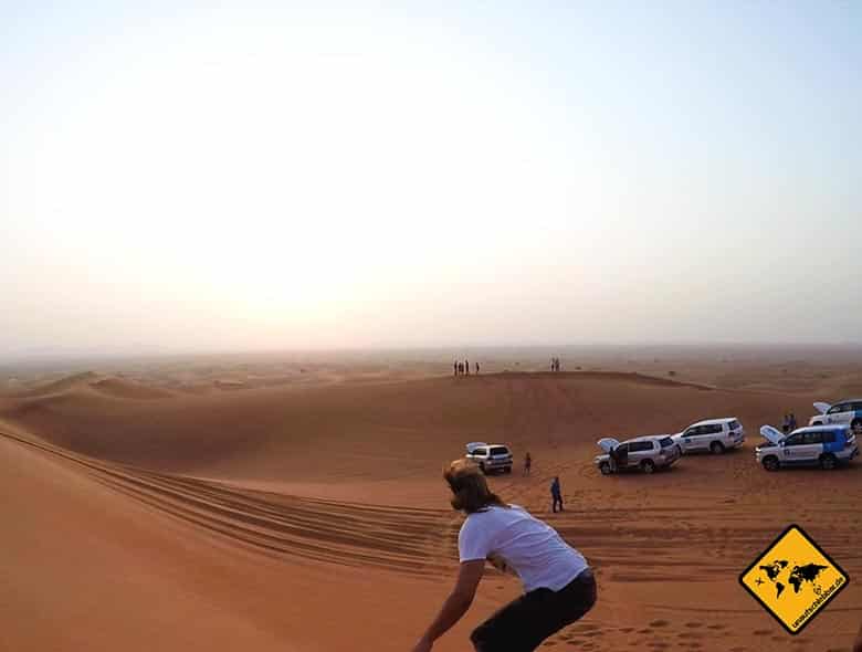 Christian beim Sandboarding Dubai