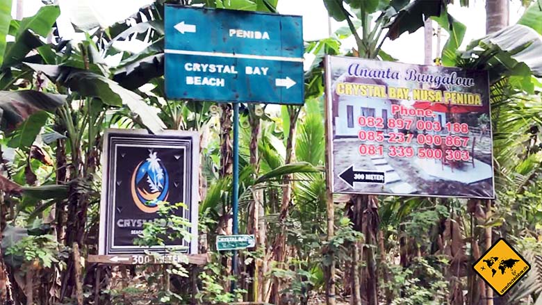 Crystal Bay Beach Nusa Penida Ausschilderung