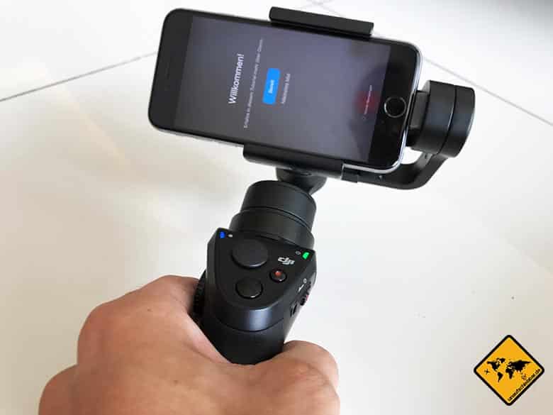 DJI Osmo Mobile Review Smartphone Gimbal Willkommen Display Verbindung