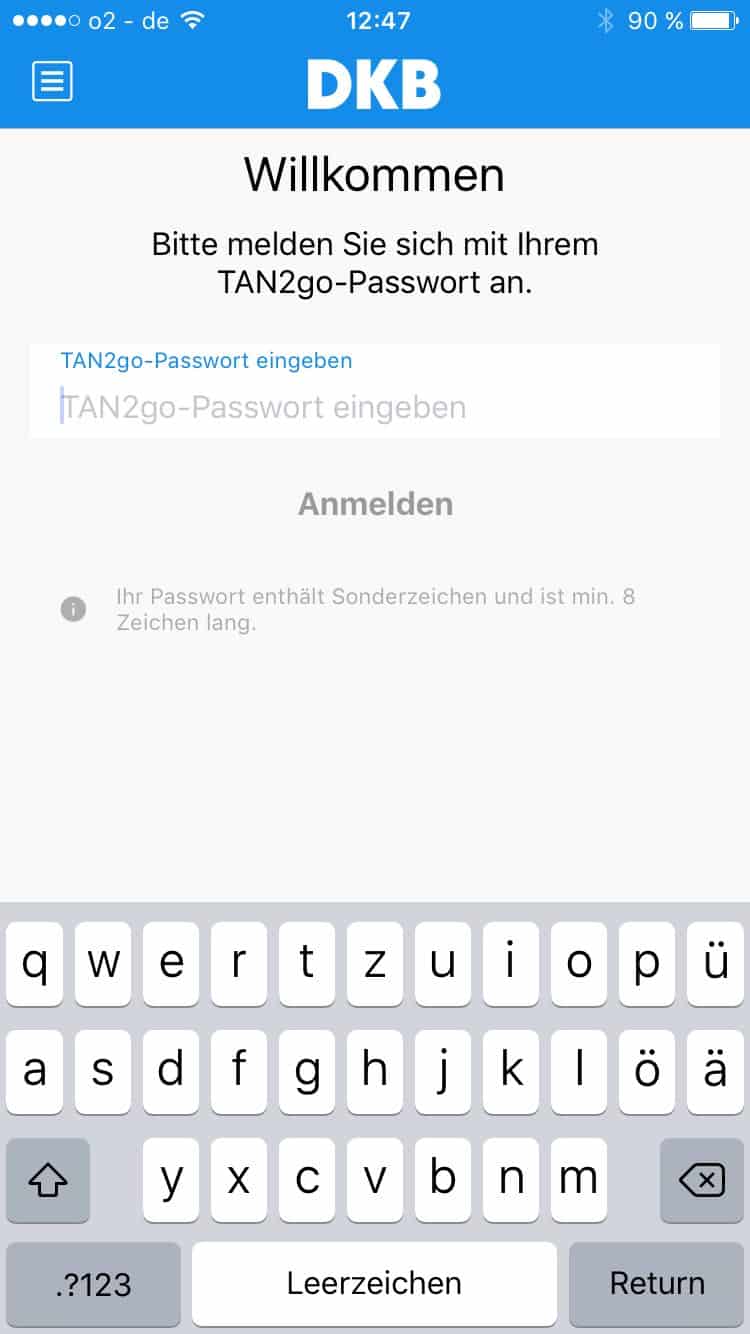 DKB Cash Erfahrung - Weltweit kostenlos Geld abheben - Screenshot Tan2go Smartphone iPhone