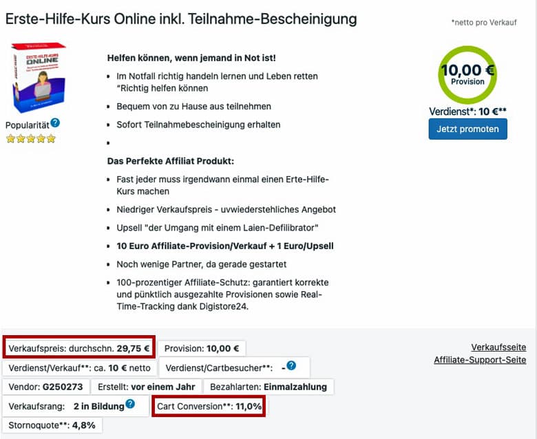 Erste Hilfe Online Kurs Digistore24 Digitale Produkte verkaufen