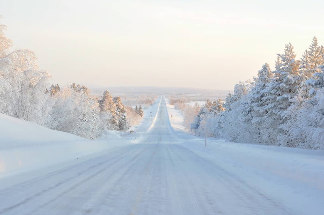 Finnland Lappland Schnee Straße