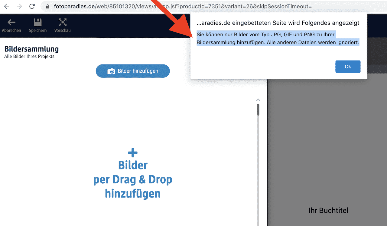 Fotobuch Formate nicht .HEIC kompatibel