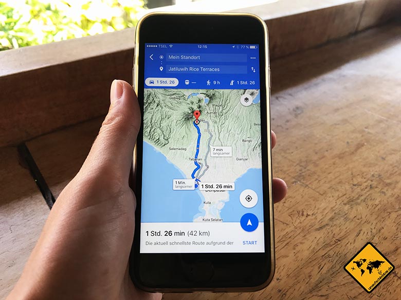 Google Maps Navigation Jatiluwih Bali