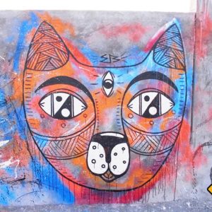 Graffitis und Katzen prägen das Strassenbild auf einer Rundreise durch Bali