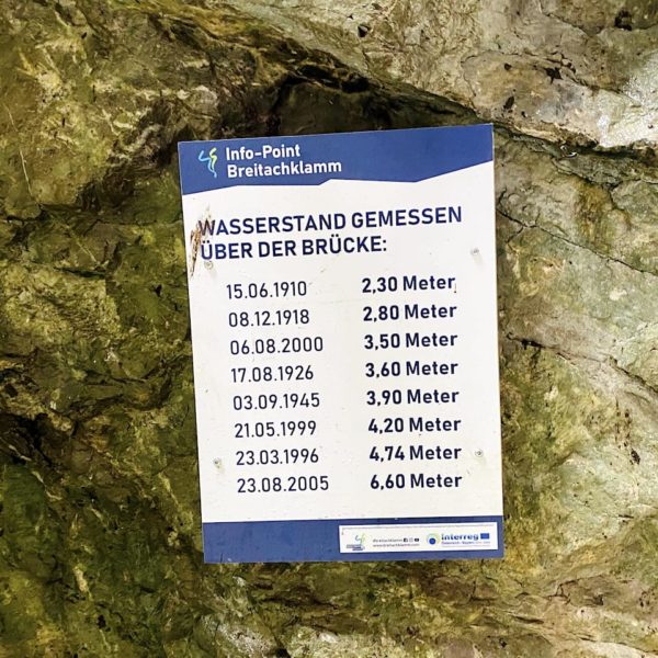 Historische Wasserstände Oberstdorf Klamm