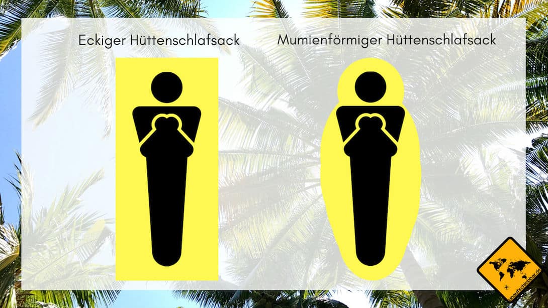 Ein Hüttenschlafsack kann zwei unterschiedliche Formen aufweisen