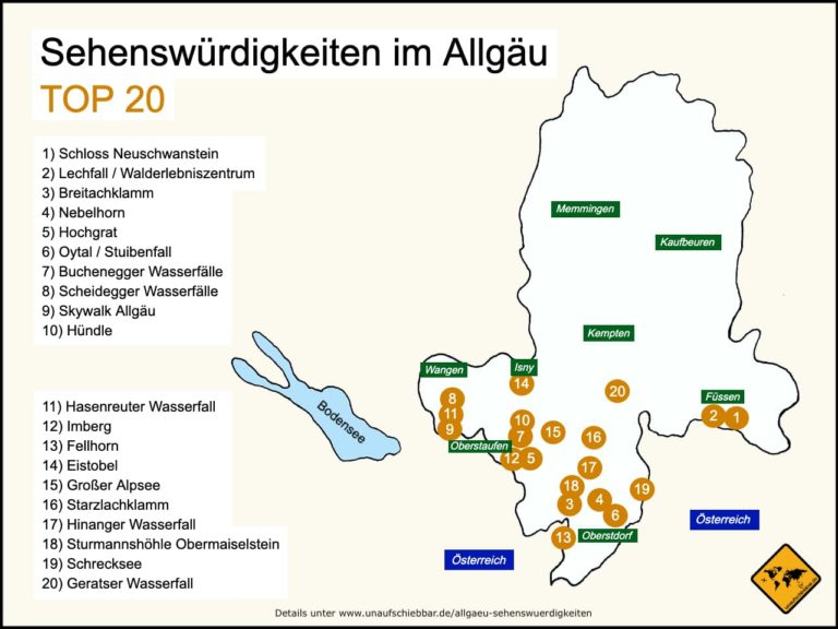 Top 20 Sehenswürdigkeiten & schönste Orte im Allgäu (mit Karte)