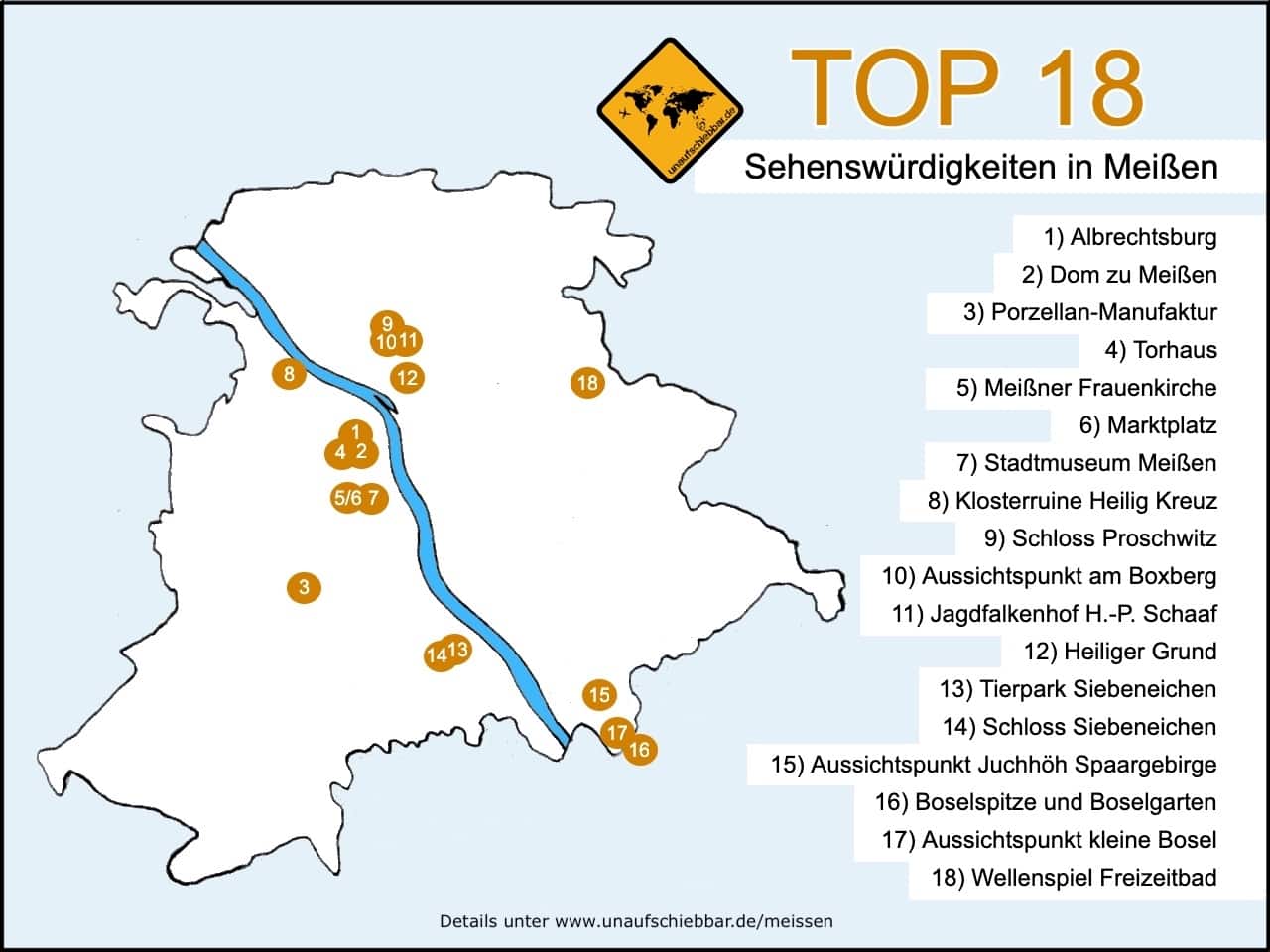 Karte Meißen Sehenswürdigkeiten