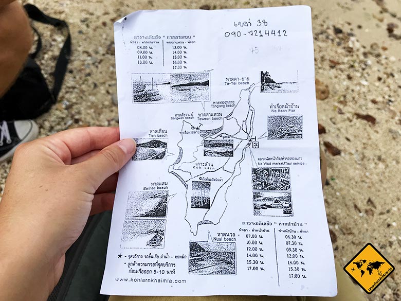 Koh Larn Island Karte