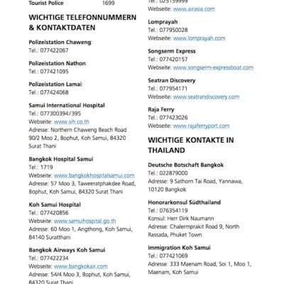 Koh Samui Reiseführer Inselguide Kontaktinformationen