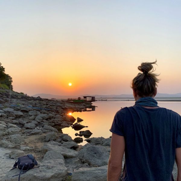 Myanmar Bagan Irrawaddy Fluss Sunset