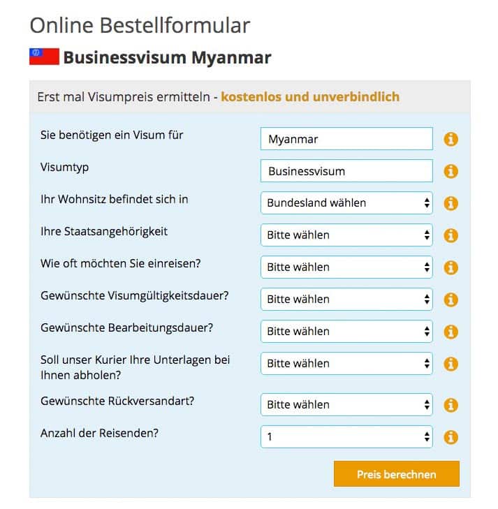 Myanmar Business Visa Myanmar Visum beantragen