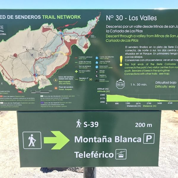 Nationalpark Teide wandern Schild