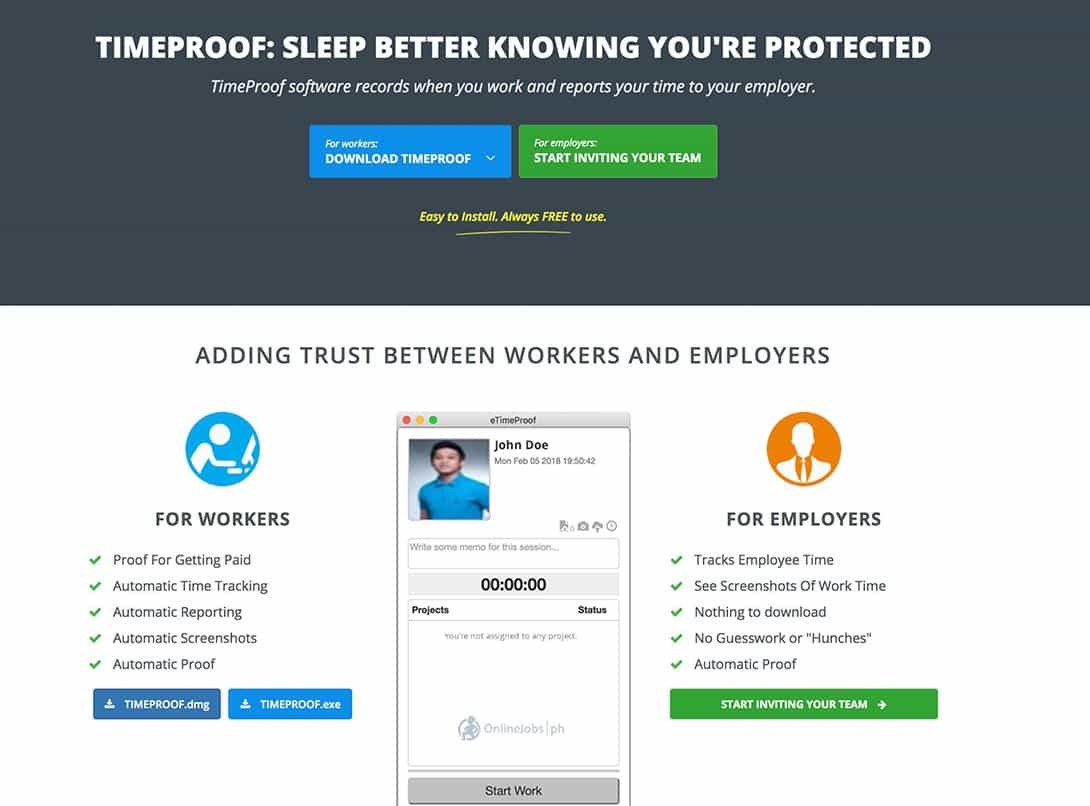Onlinejobs.ph Timeproof Time Tracker