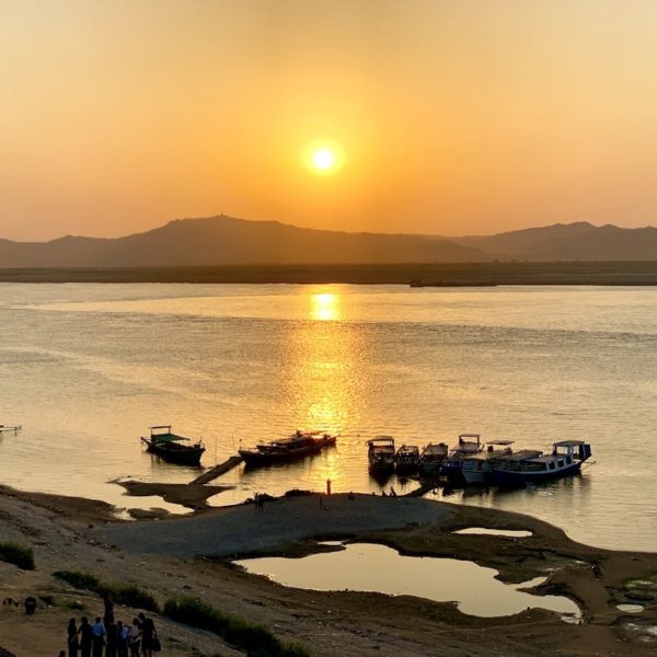Pagode Bu Paya Bagan Sonnenuntergang Irrawaddy River