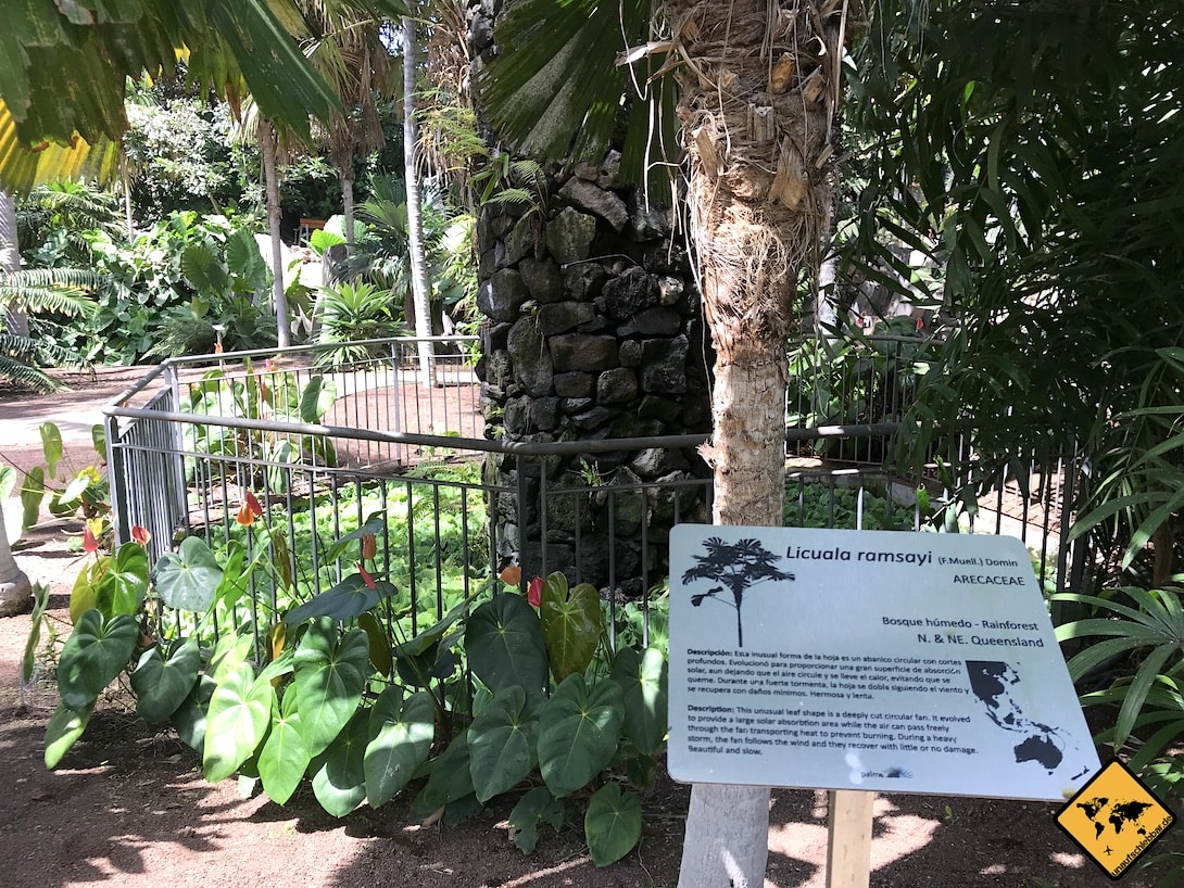 Palmengarten Santa Cruz Hinweisschild