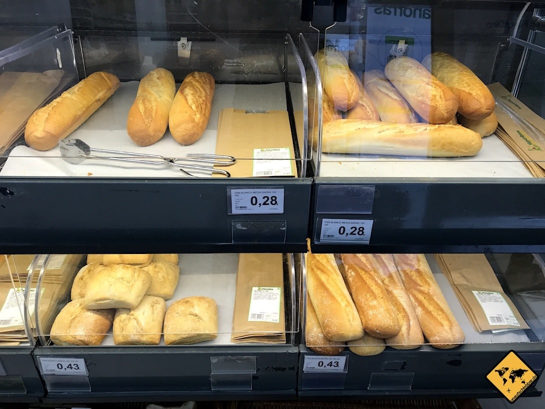 Preise auf Teneriffa Baguette Supermarkt