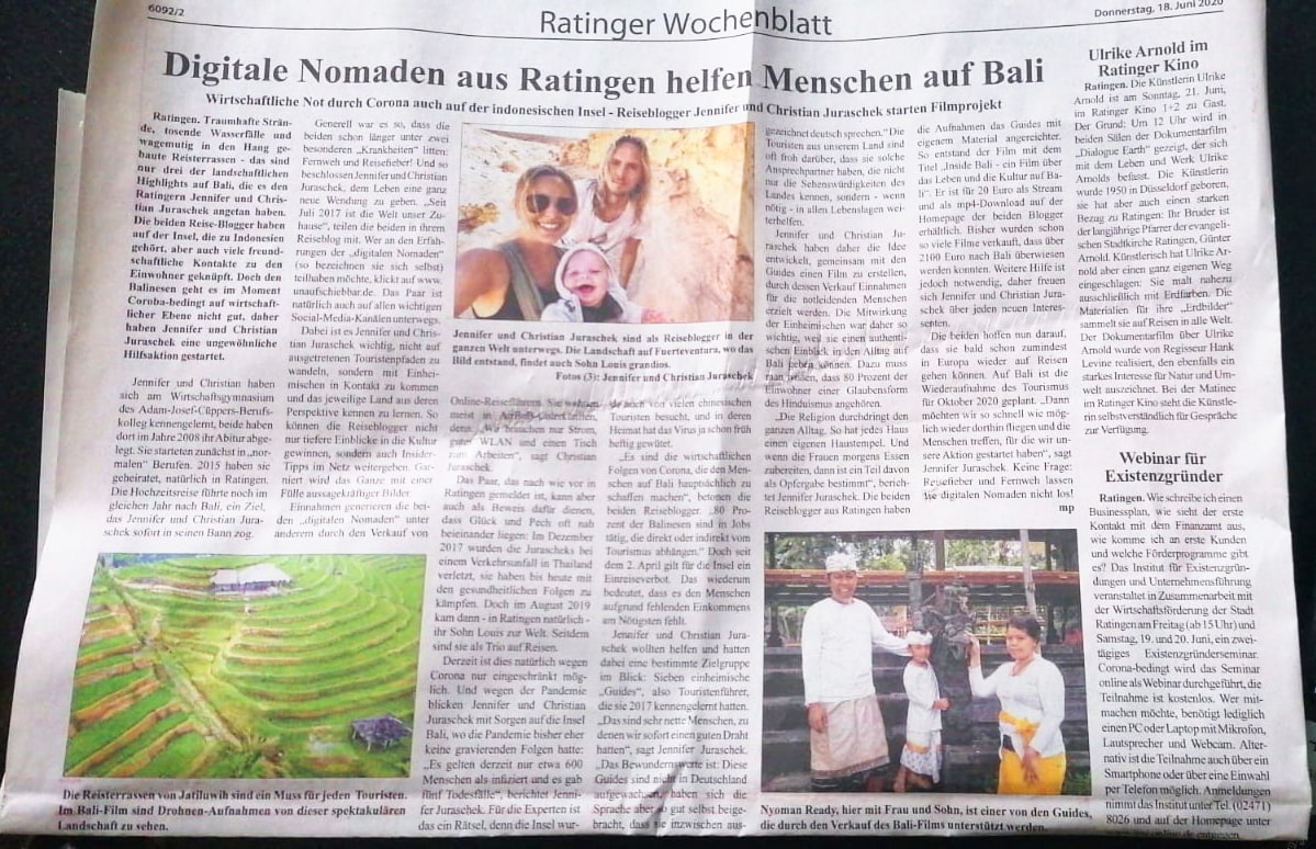 Ratinger Wochenblatt - digitale Nomaden aus Ratingen helfen Menschen aus Bali 18 Juni 2020