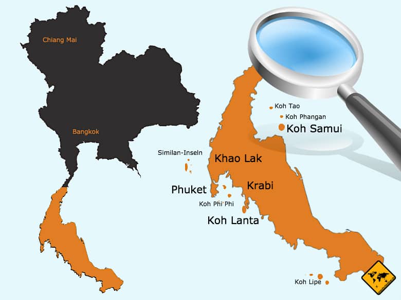 Südthailand Karte