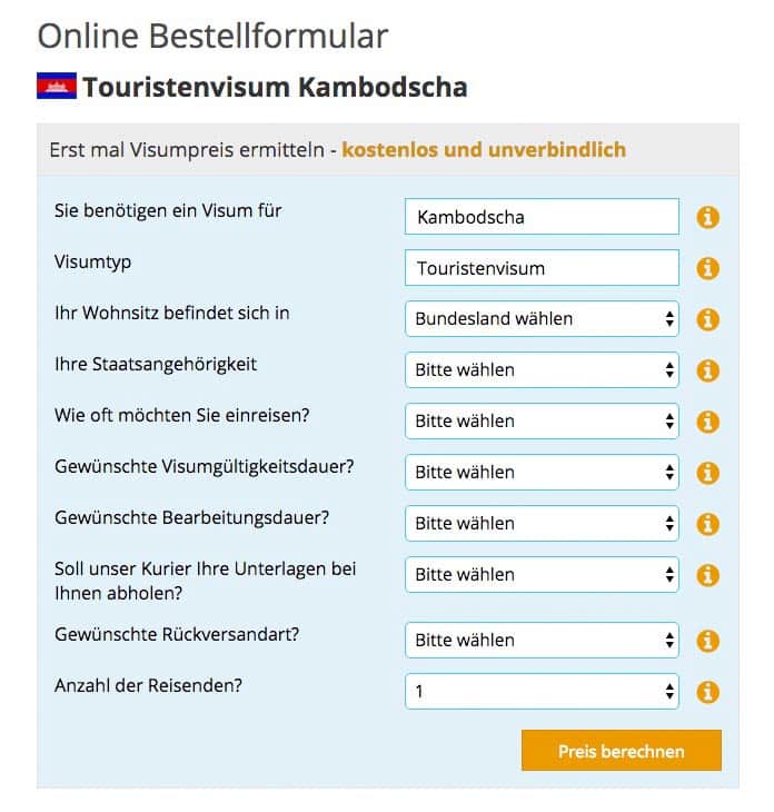 Touristenvisum Kambodscha beantragen