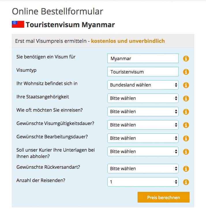 Touristenvisum Myanmar beantragen