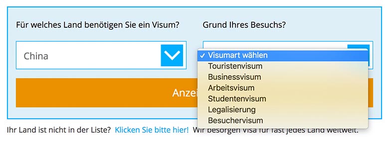 Visum China beantragen Visabox