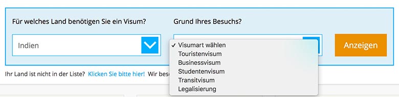 Visum indien online beantragen