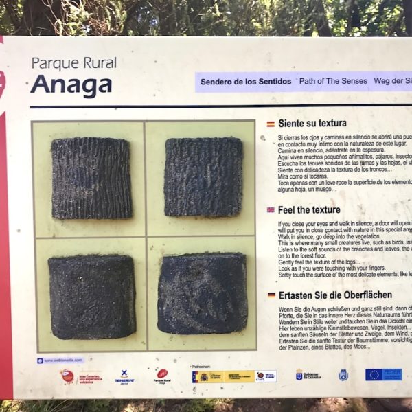 Wandern auf Teneriffa Anaga Gebirge Weg der Sinne Tafel