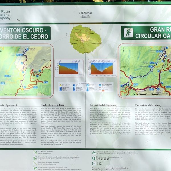 Wandertafel Route 8 und 18 La Gomera Reventón Oscuro