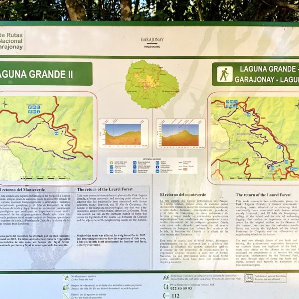 Wandertafel Routen 6 und 14 Garajonay Nationalpark La Gomera