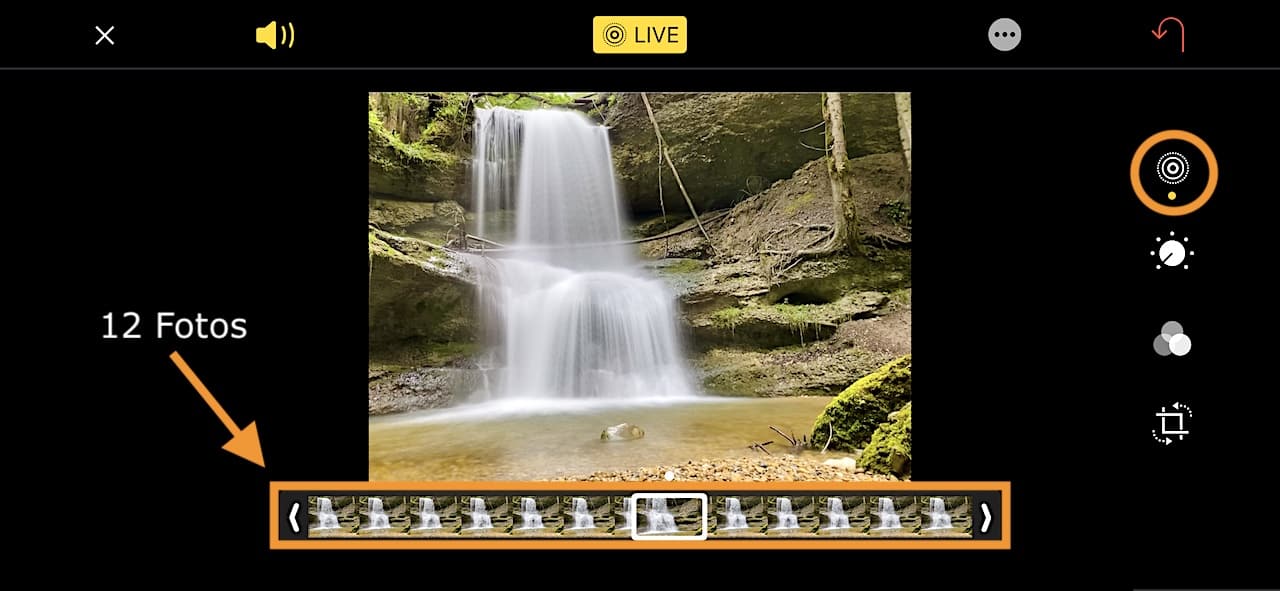 Wasserfall mit dem Handy fotografieren iPhone Live Modus