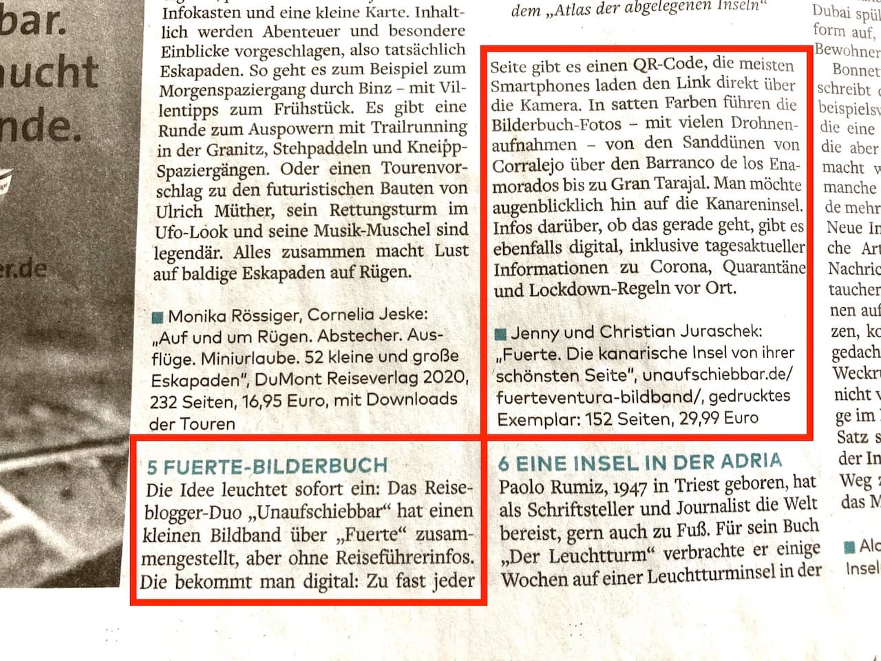 Welt am Sonntag unaufschiebbar Fuerte Fuerteventura Bildband Artikel