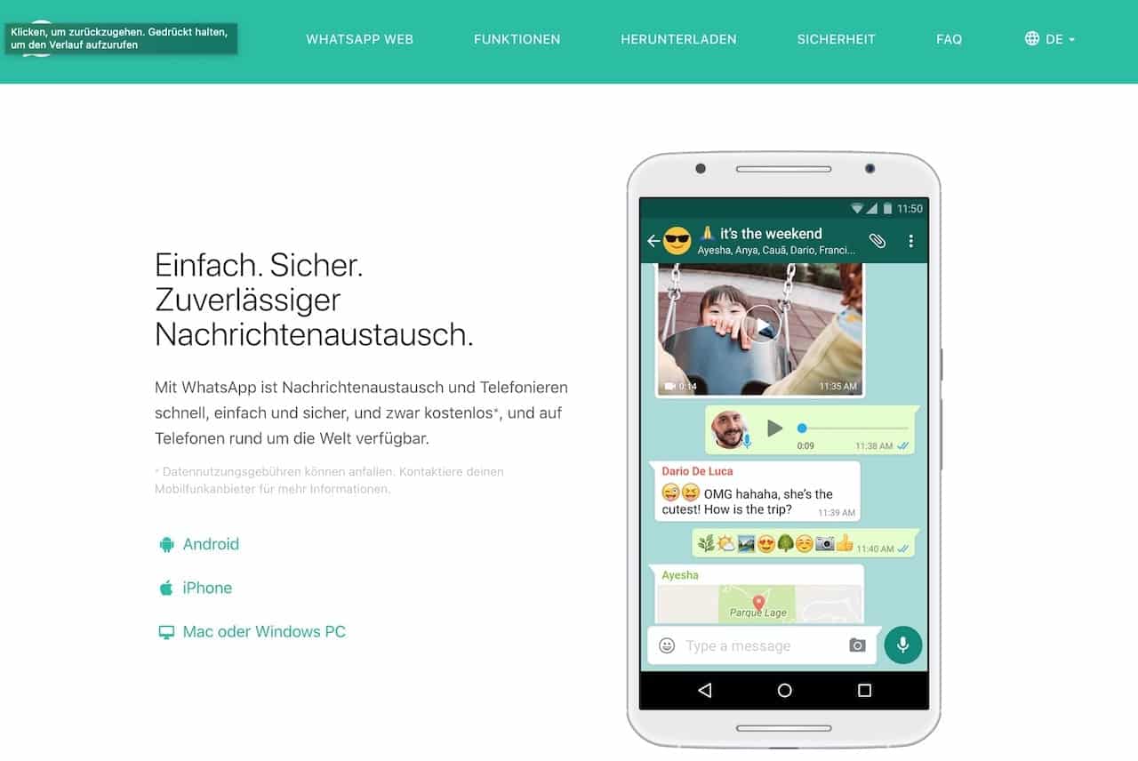 WhatsApp Nachrichtenaustausch remote work tool